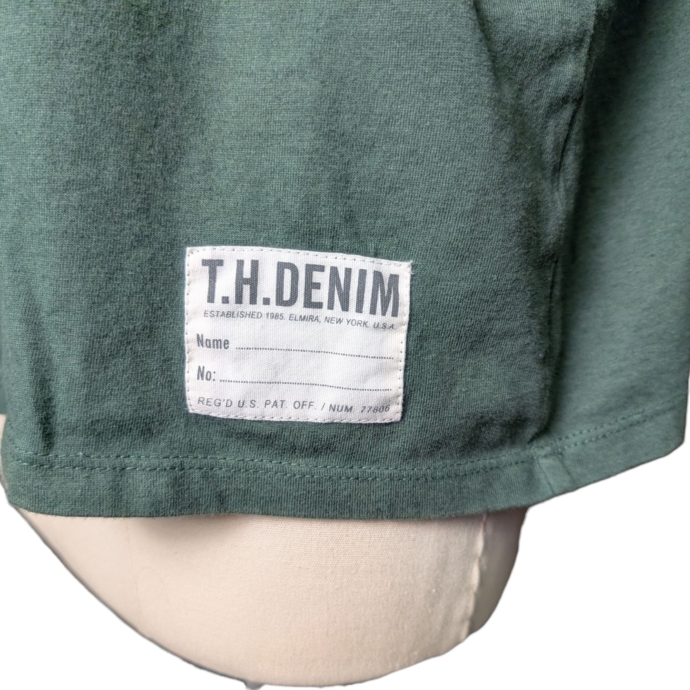 Tommy Hilfiger Retro Olive Green Logo Short Sleeve Tee Men's Large 90s 00s EUC - Picture 4 of 11